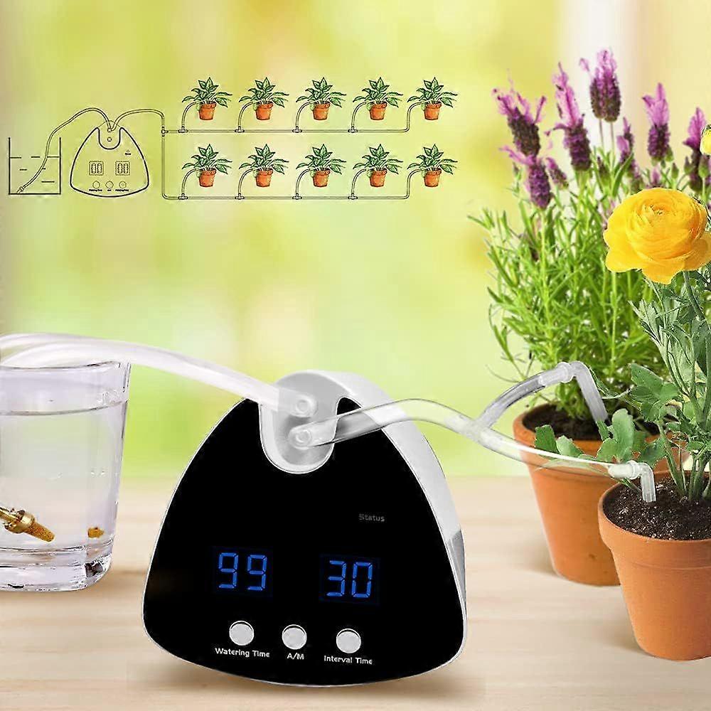 KiKiHeim Plant Watering System Automatic Plant Waterer, Drip Irrigation System Kit with 30 Day Programming Timer USB and Battery Power Self Watering D
