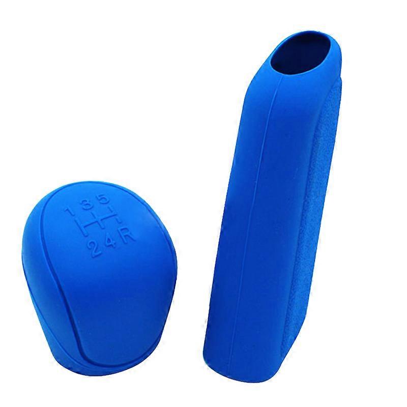 Durable Blue Silicone Handbrake & Gear Shift Knob Cover Set - Universal Compatibility
