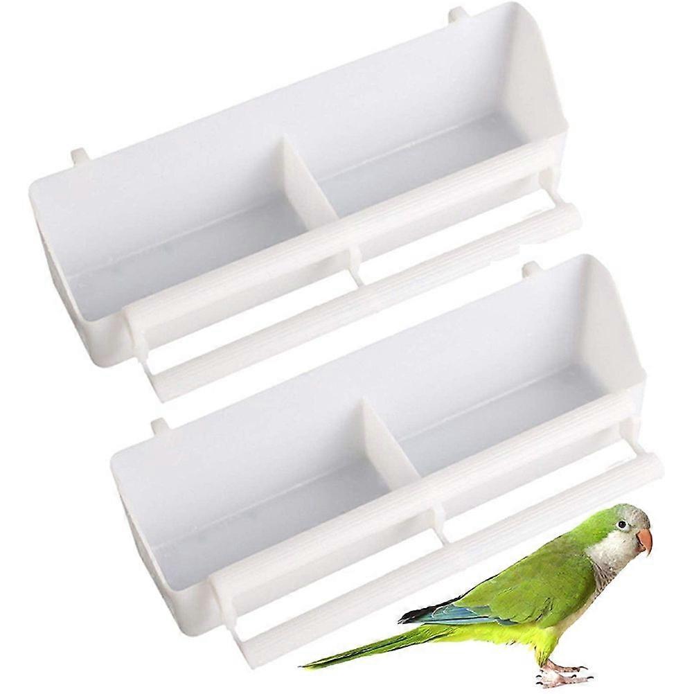 2PCS Kunststoff Vogel Futternapf Doppel Vogelkäfig Wasser Futter Futter Futter Käfig Platte Vogelfutter Wassernapf weiß