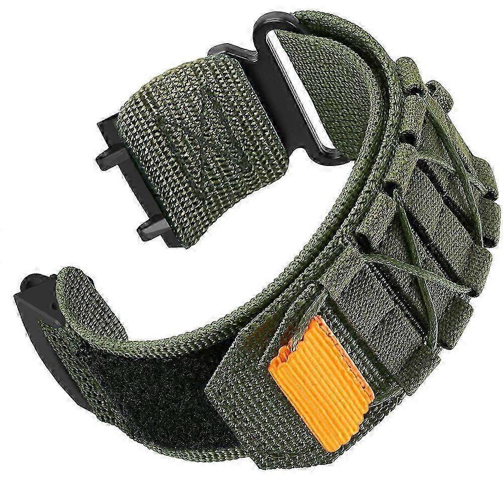 For Huami Amazfit T-Rex 3 Nylon Watch Band Loop Fastener Wrist Strap with Connector - Army Green
