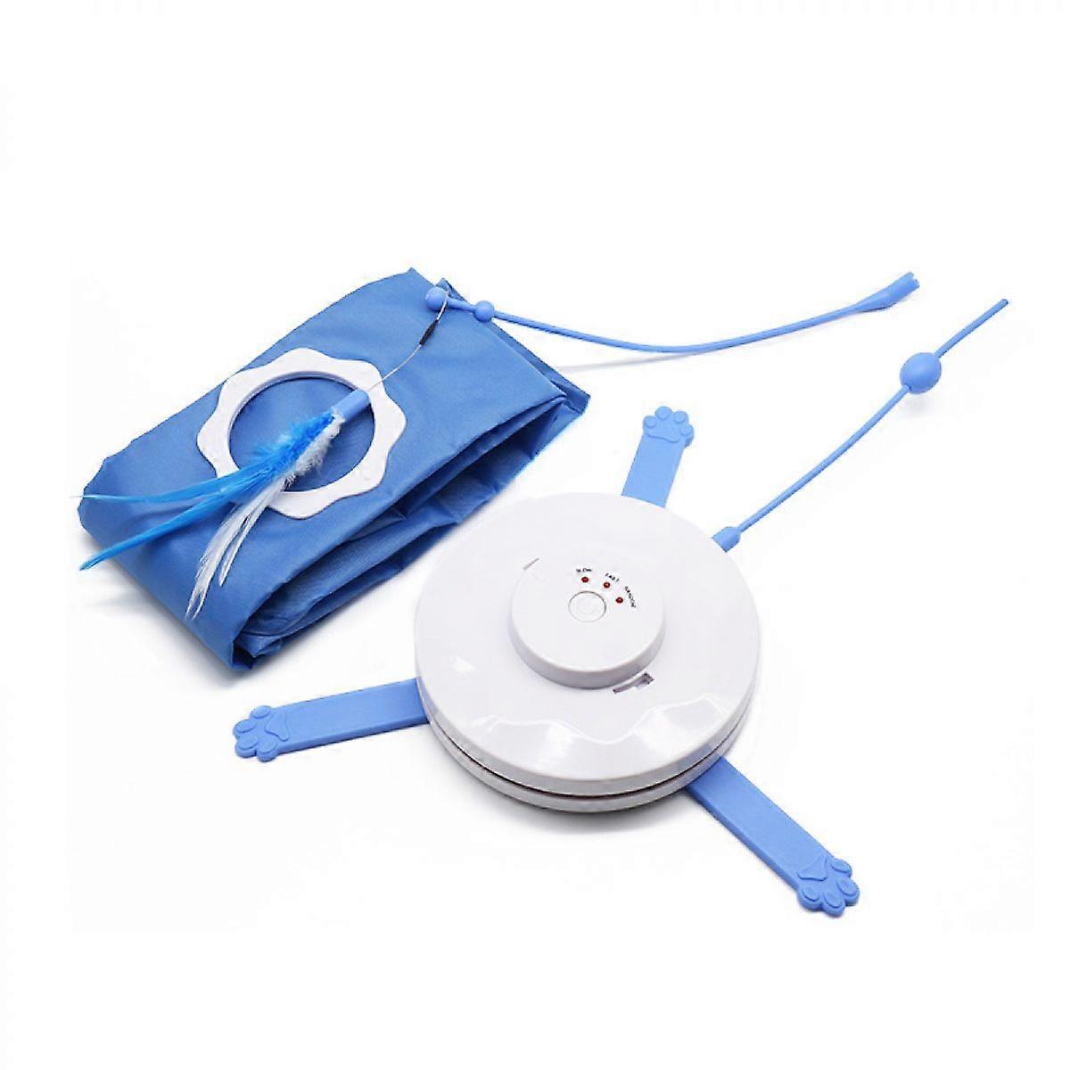 Interactive cat toy, automatic cat toy with trackball, bell, feather and automatic nylon rope