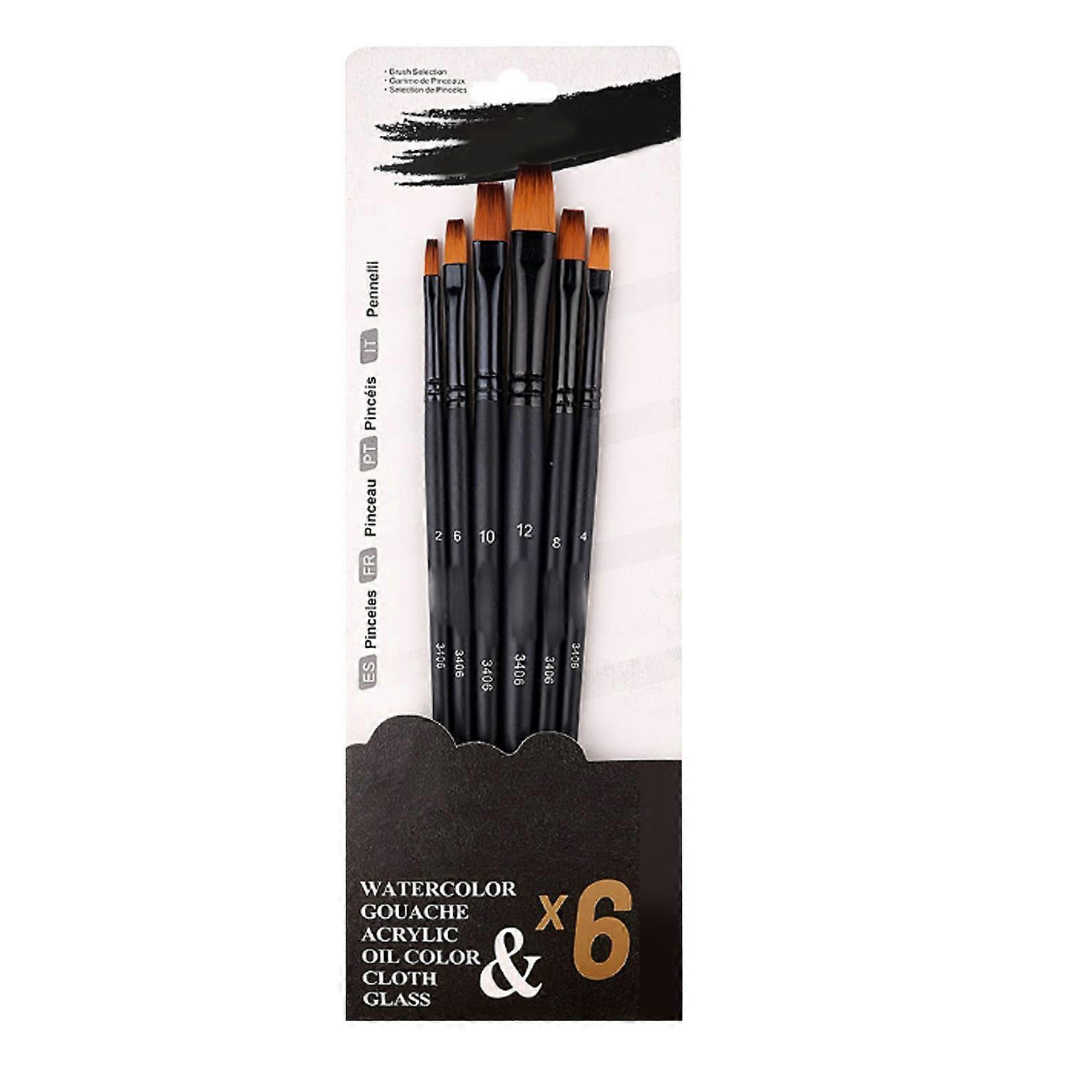 6Pcs ακρυλικό σετ πινέλων βαφής επαγγελματικό νάυλον κιτ καλλιτεχνών ζωγραφικής ακουαρέλας λαδιών