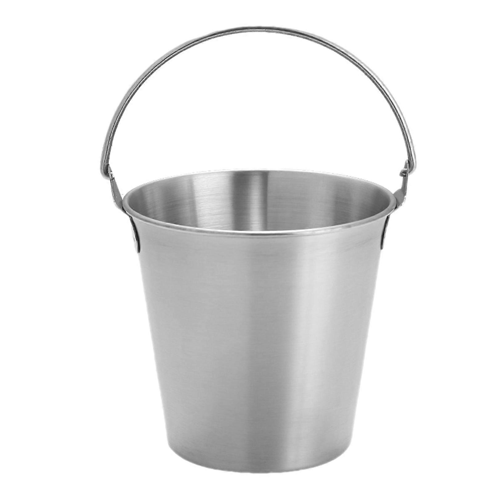 Mini Stainless Steel Ice Bucket with Handle Silver
