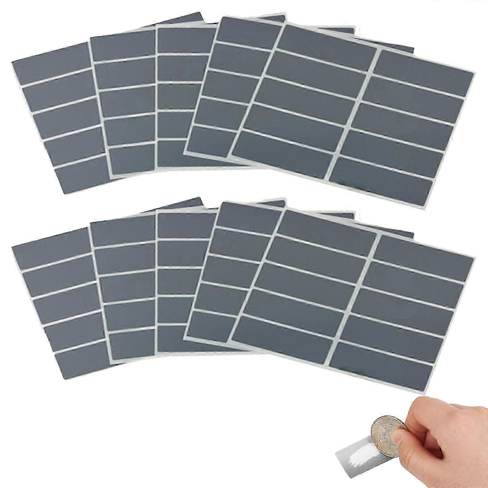 200 pack scratch stickers, 48x15mm scratch cards for DIY, rectangle scratch stickers, scratch labels, surprise scratch stickers for DIY (silver)