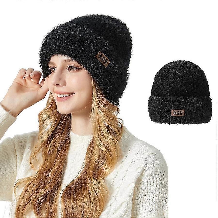 Knitted Hat Stitching Wool Wool Hat Thick Outdoor Warm Knitted Hat