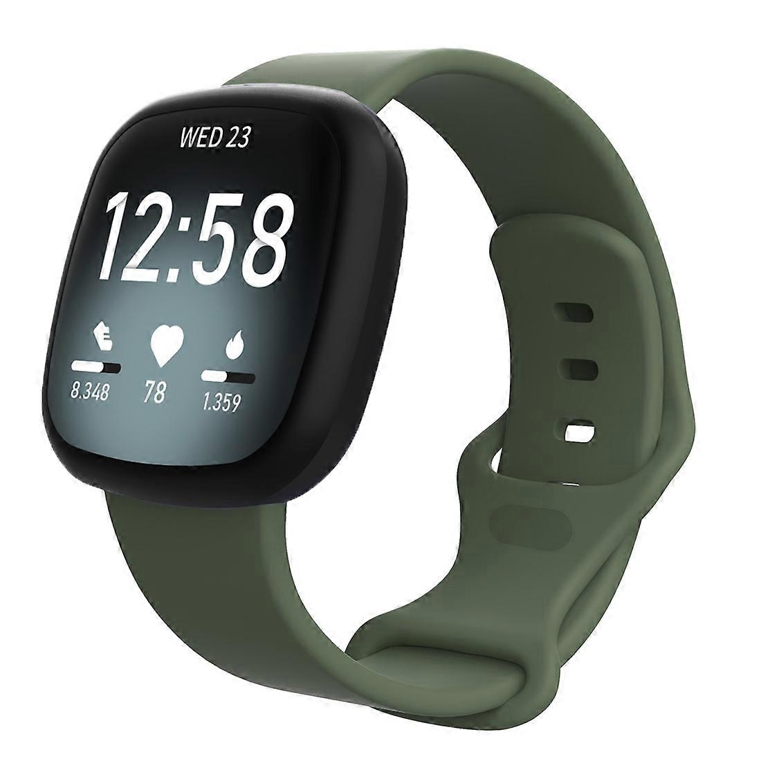 Für Fitbit Versa 3 / Sense Silikonarmband, Größe: L (dunkelgrün)