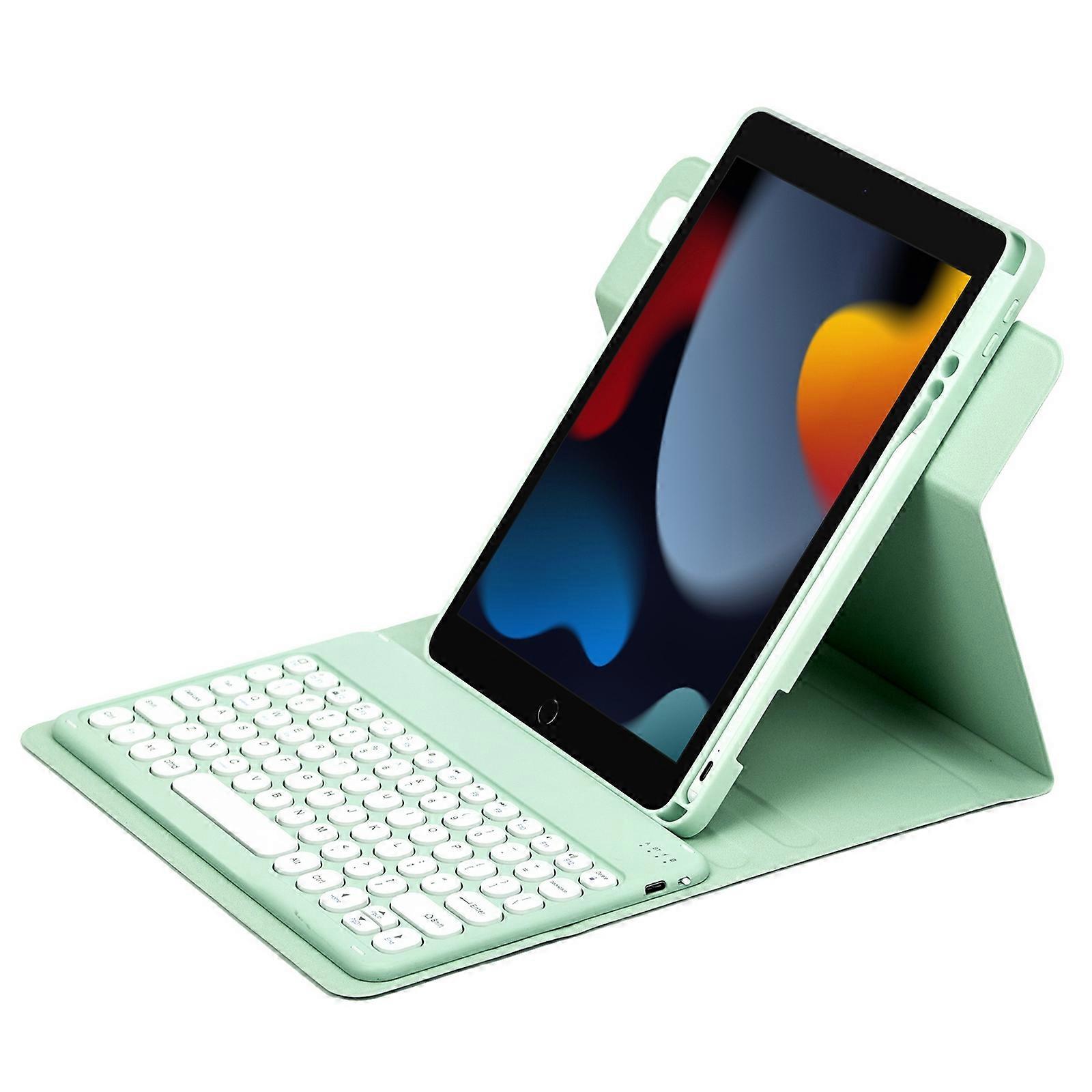 Round Button 360 Degree Rotatable Bluetooth Keyboard Leather Case For iPad 10.2 2021 / Air 2019