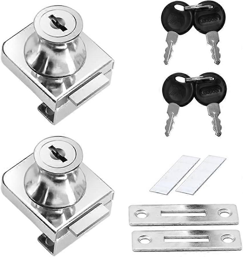 2 Pcs Zinc Alloy Rust Proof Glass Door Lock for Cabinet Showcase