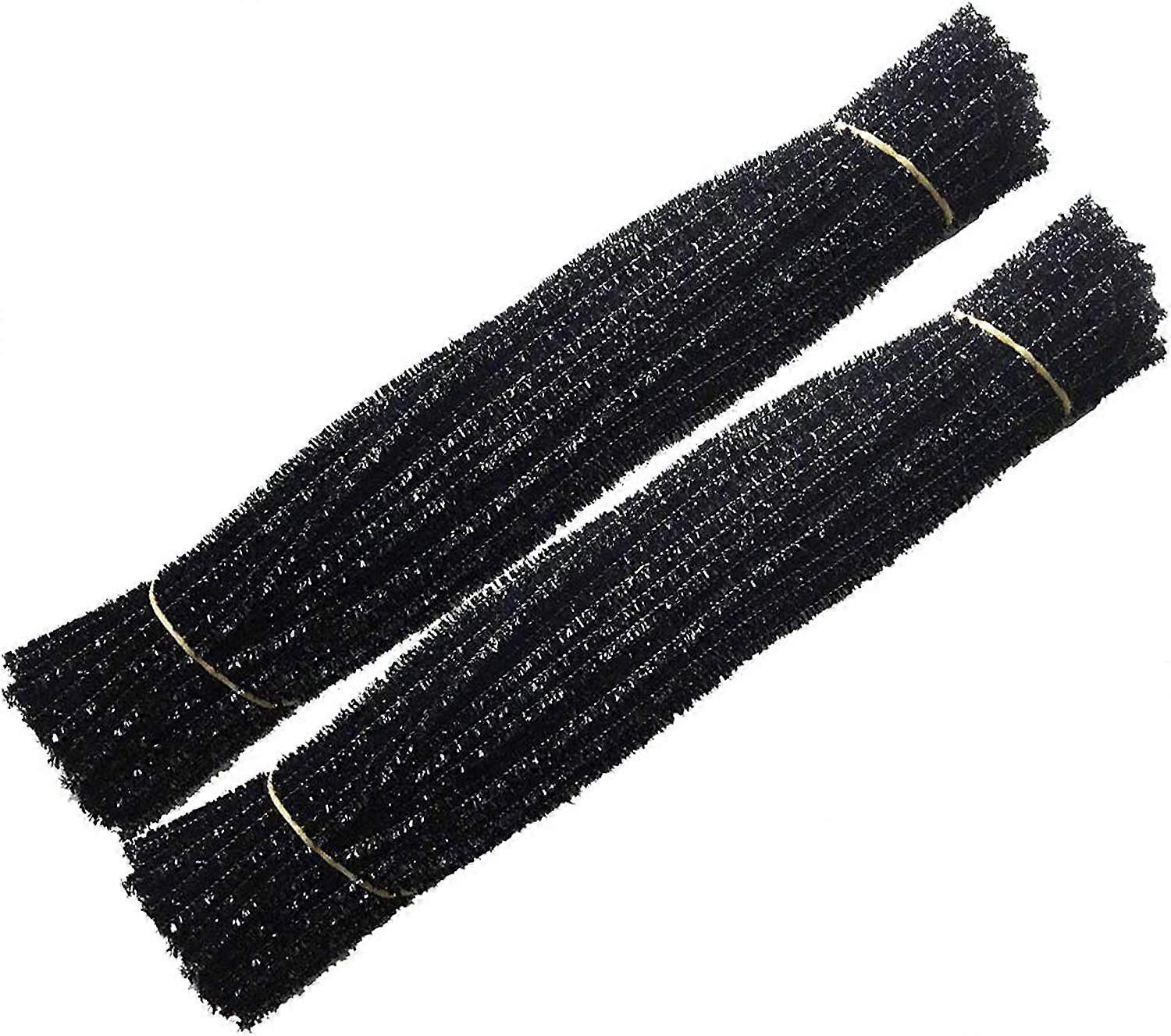 Tinsel Creative Arts Chenille Hastes 6 mm x 12 polegadas, pacote de 200 (preto)
