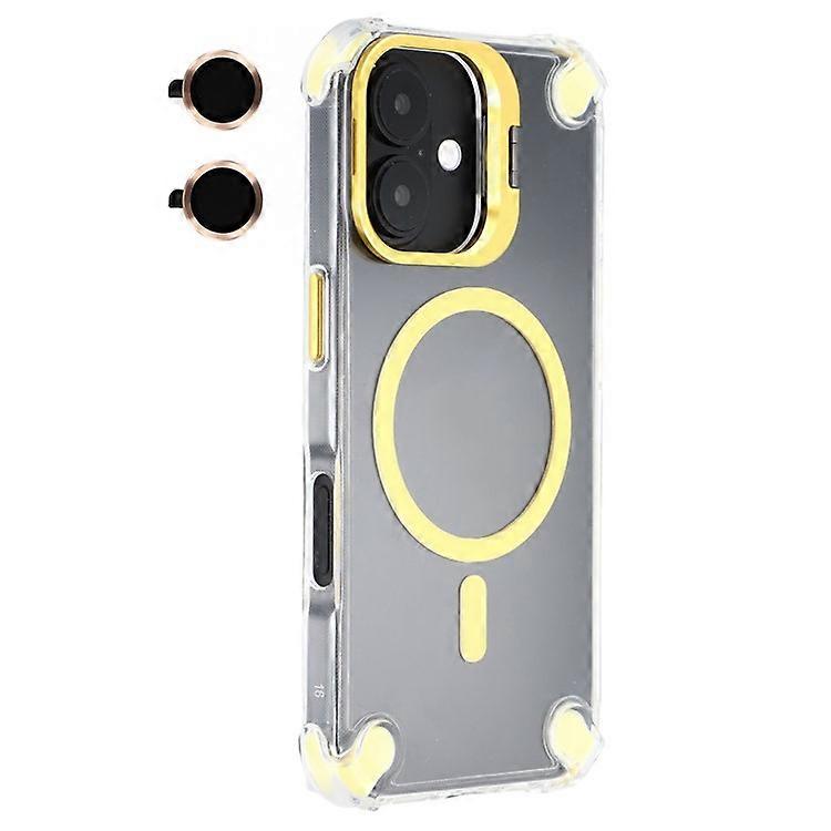 Compatible For iPhone 16 Plus Magnetic Clear Case Shockproof Hybrid Phone Shell with Camera Lens Frame Kickstand