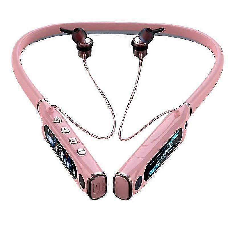 Extra Long Playback Sports Earphone Bluetooth with Microphon Neck Hanging Running Stereo Lcd Display Headset