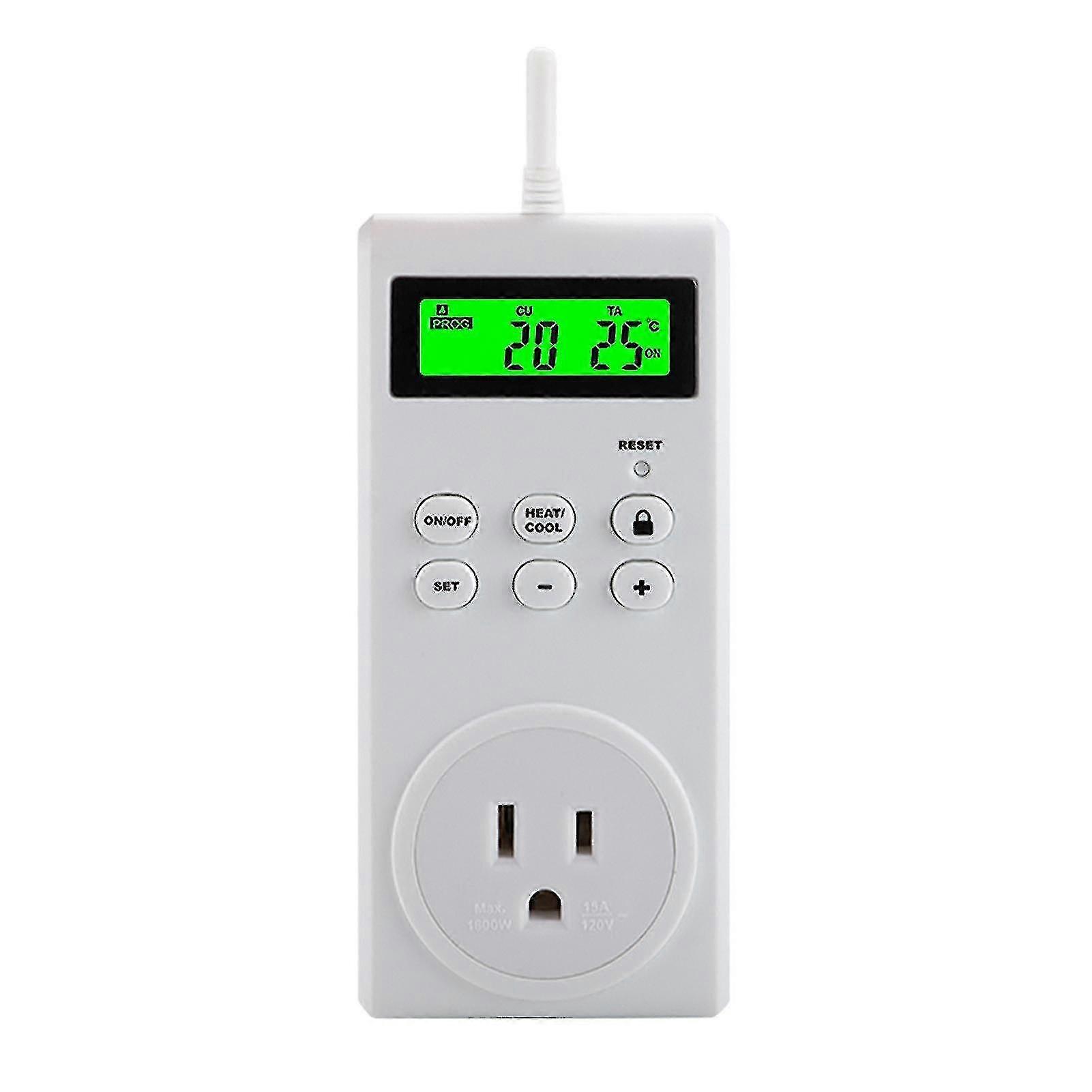 Plug-in Thermostat Programmable Wireless Temperature Controlled Outlet Heating & Cooling Mode Built-in Temperature Sensor With Lcd Backlight Digital D