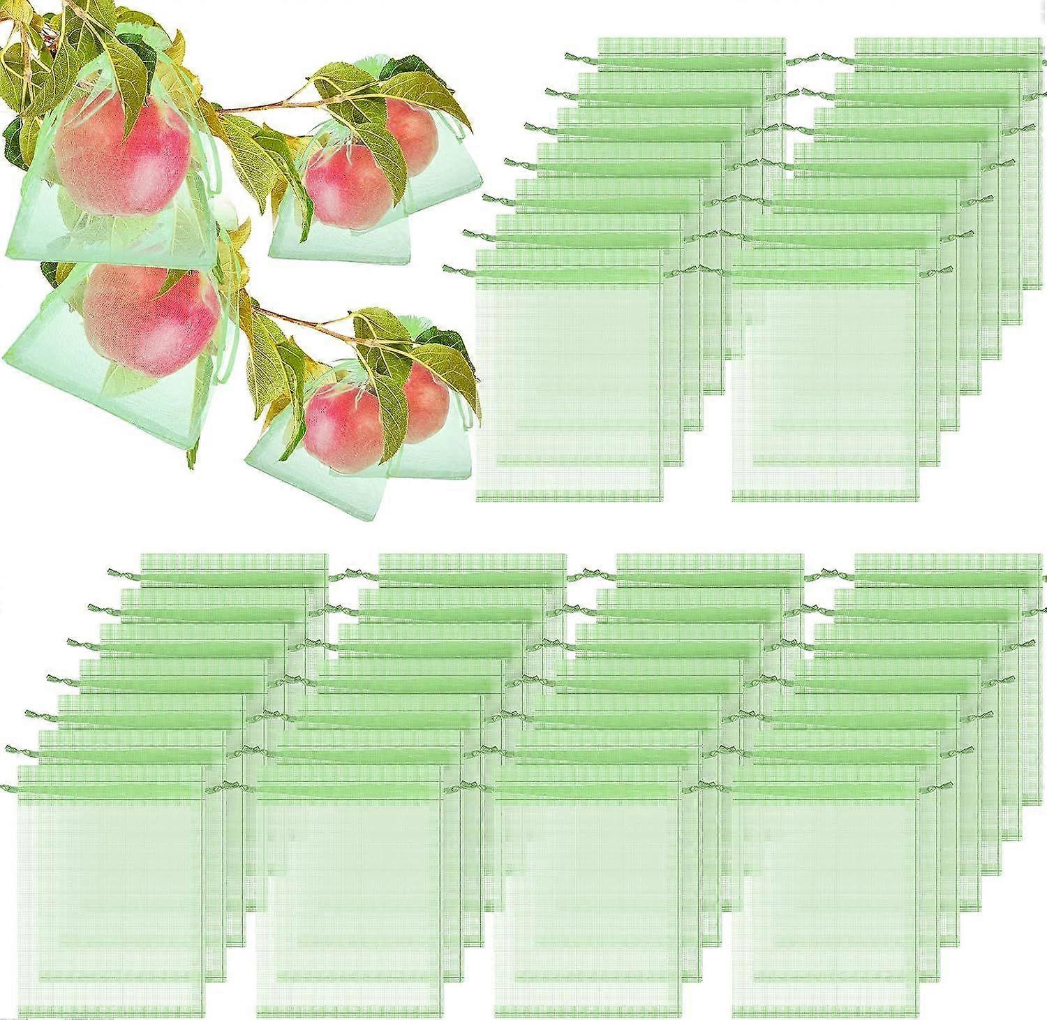 200個のフルーツ保護バッグフルーツネットバッグ、巾着付きフルーツネットバッグ、フルーツフルーツ保護バッグ、野菜フルーツネットフルーツカバーメッシュバッグ