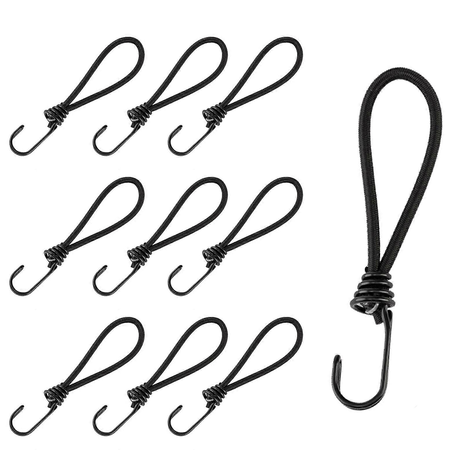 10pcs Hook Elastics Bungee Cord Light weight Bikes Rope Tie Luggage Binding Rope for Various Outdoor Applications Black