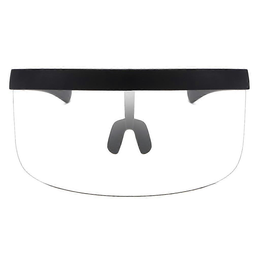 Oversize Shield Visor Sunglasses Flat Top Mirrored Lens Eyewear