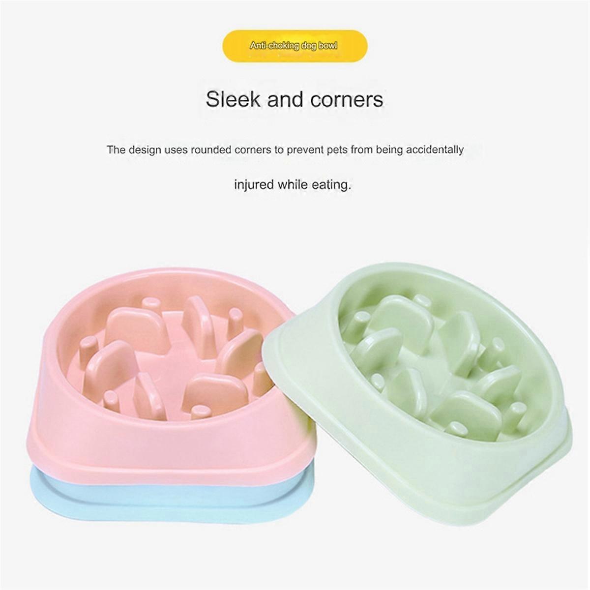 Pet Dog Bowls Slow Feeder Plastic Anti Choking Puppy Cat blue