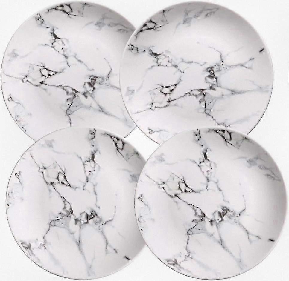 Elegant Marble-Pattern Porcelain Appetizer Plates, 8-Inch Set of 4