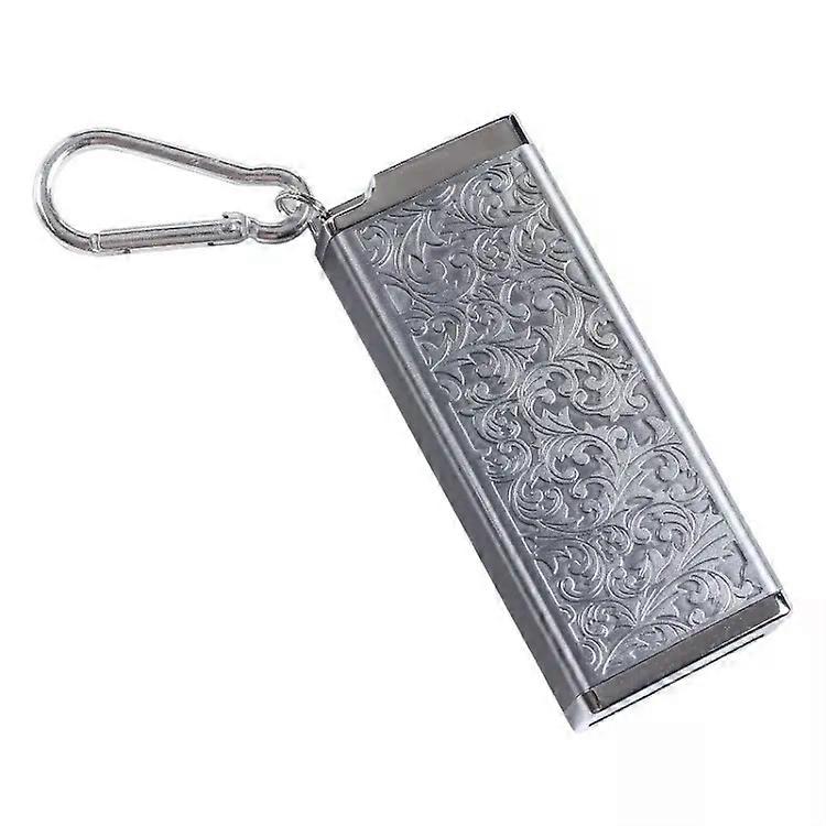 Portable Cigarette Case with Sealed Ashtray-Silver Engraved Flower