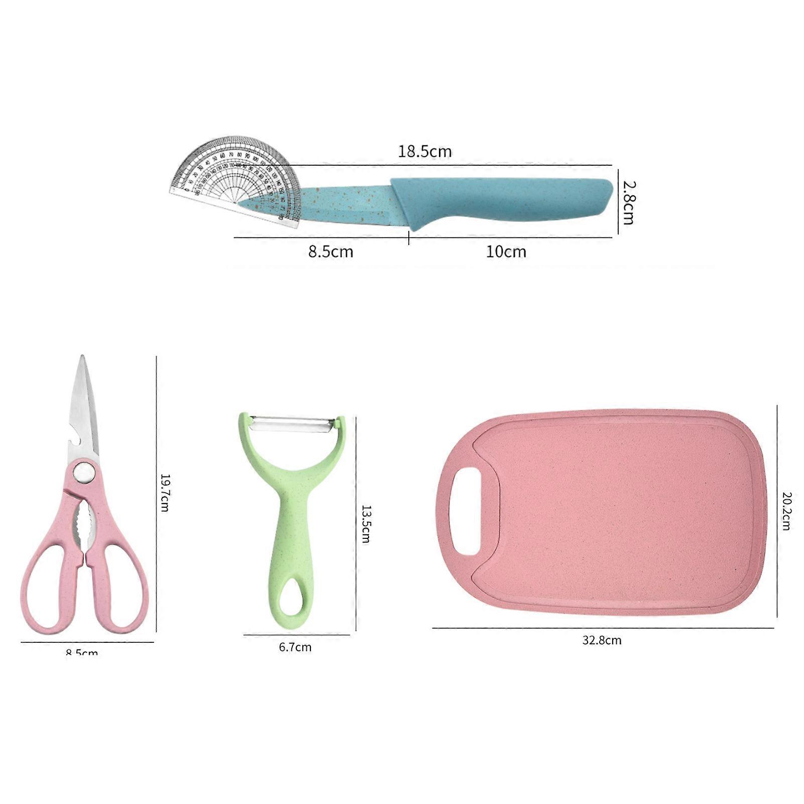 7PCS Wheat Straw Knife Set with Peeler, Scissors & Cutting Board