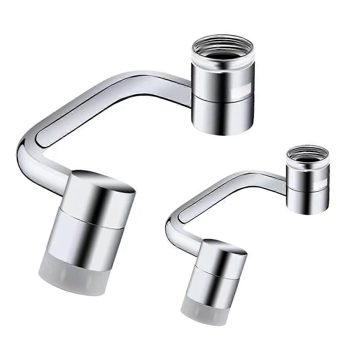 2 Pack Chrome Faucet Aerator Swivel Extender for Kitchen Sink, 1080° Rotating Faucet Attachment with 2 Water Outlet Modes