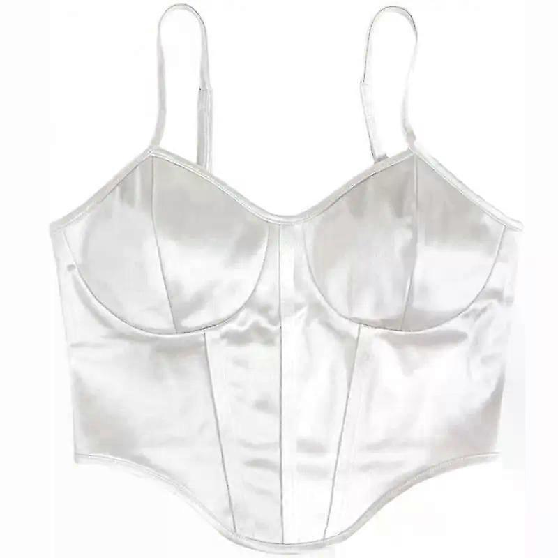 Fekete szatén fűző crop top csészével pánt nélküli 2025 női tavasz nyár szexi váll nélküli parti ujjatlan melltartós trikó