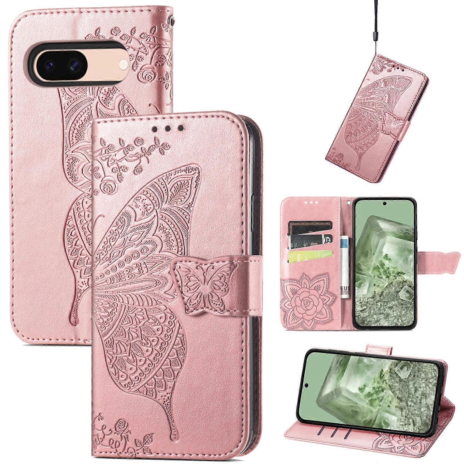 Butterfly Love Flower Embossed Leather Phone Case