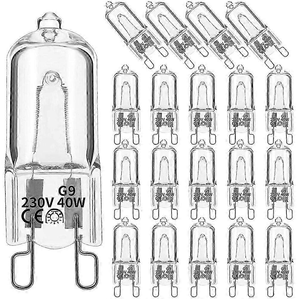 20Pcs G9 Halogen Light ,40W Clear Halogen Dimmable,Warm White 2800K for Chandeliers,Pendants,Landsc