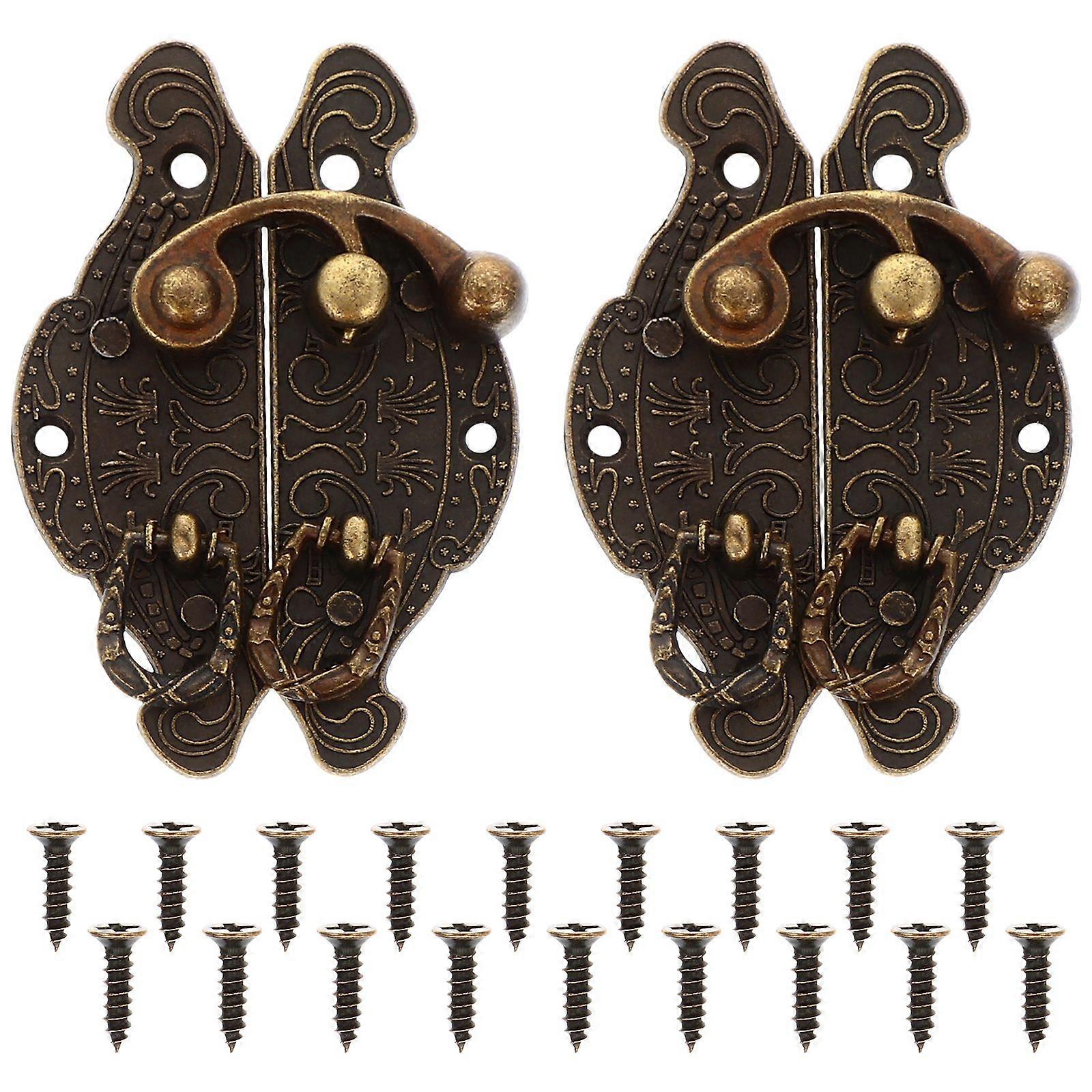 2 Pcs Retro Box Latches Case Locks Exquisite Jewelry Case Hasps (Bronze)