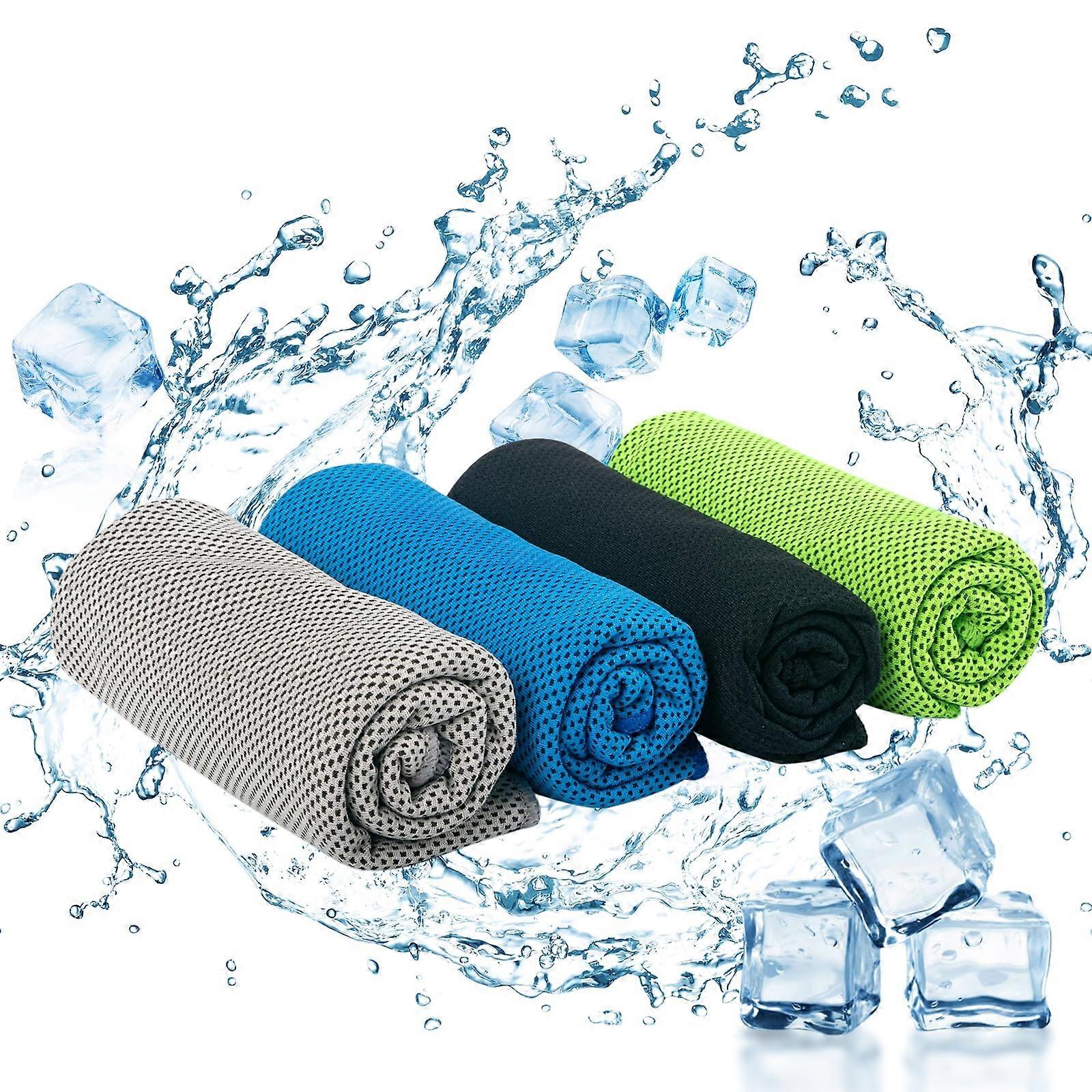 4 Pack Cooling Towels (40'x12'): Breathable Cooling Towel for Neck and Face Microfiber Soft
