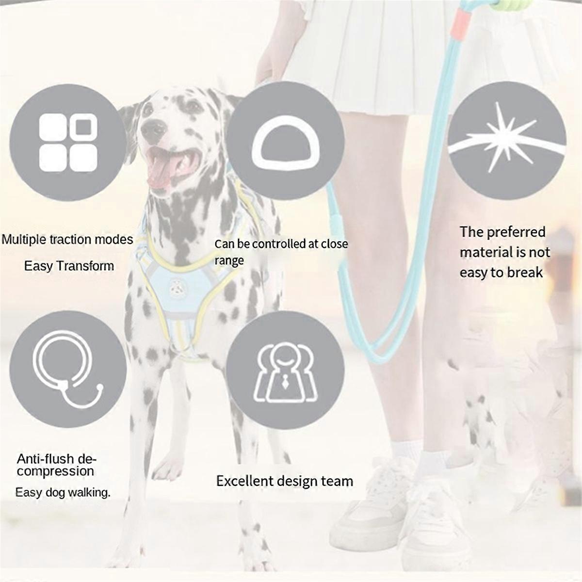Pet Traction Rope Multifunctional Adjustable Traction Rope ExplosionProof Crossbody P Rope Pink