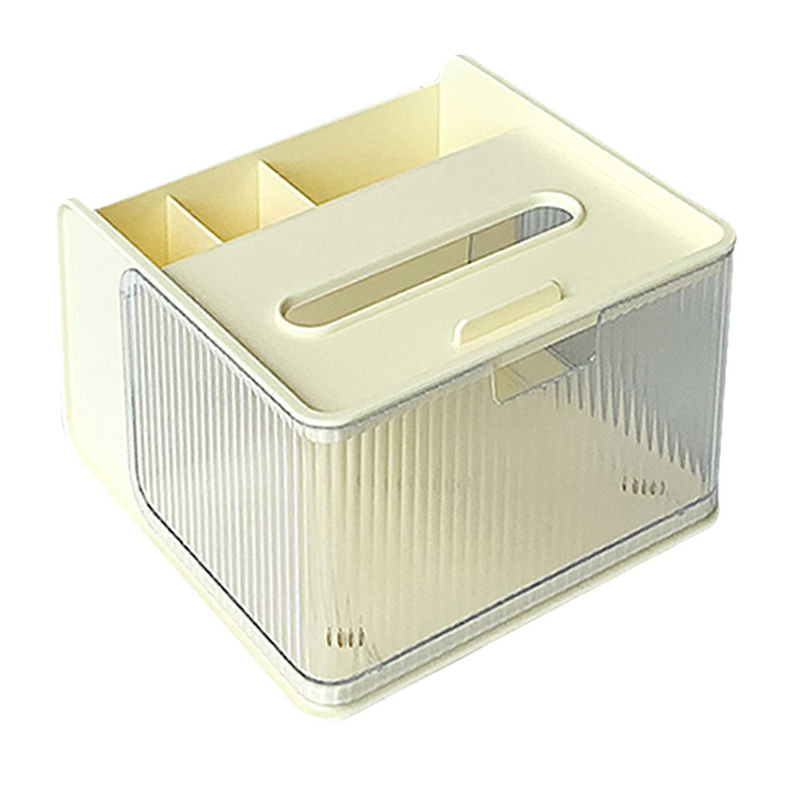 Multifunctional Box Multi Compartment Facial Tissue Organizer with Phone Mount for Bathroom Kitchen