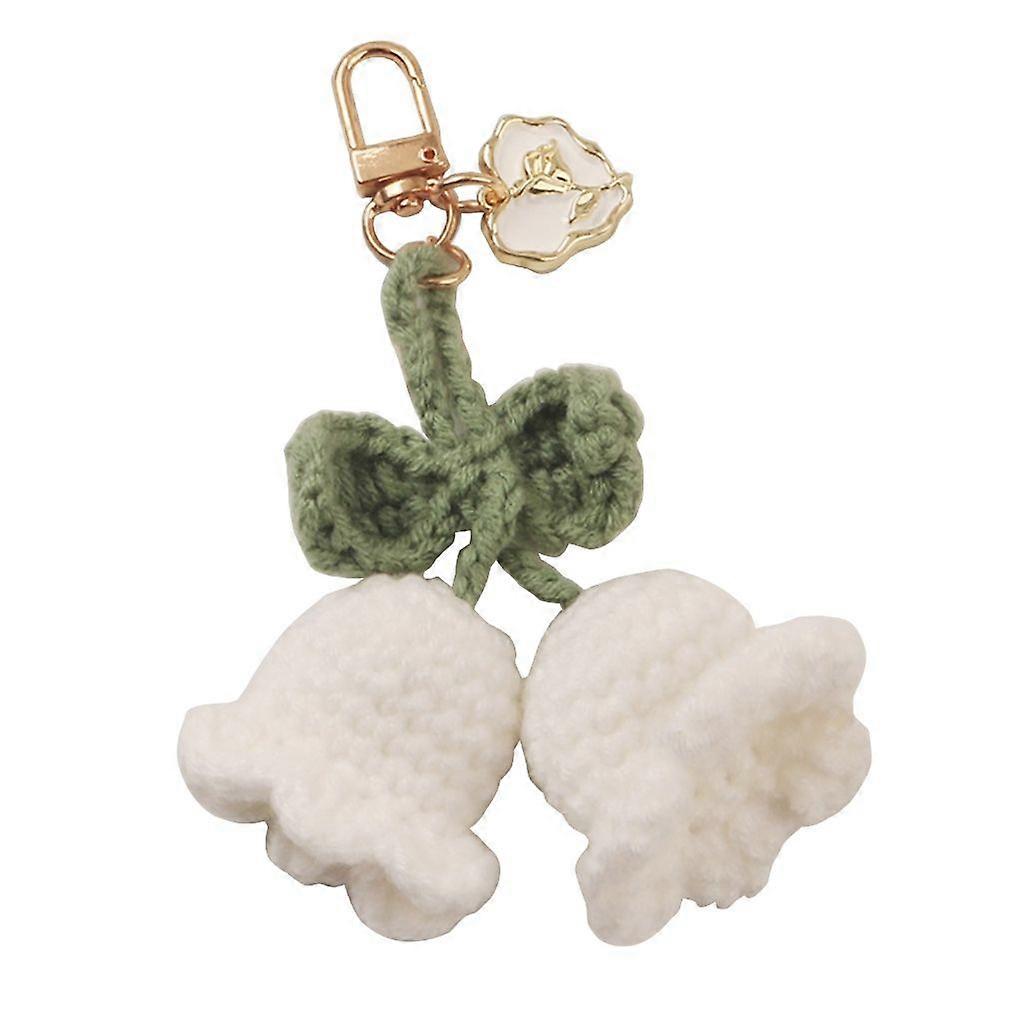 Handmade Flower Knitted Keyring Ornament Lily of the Valley Keychain Pendant