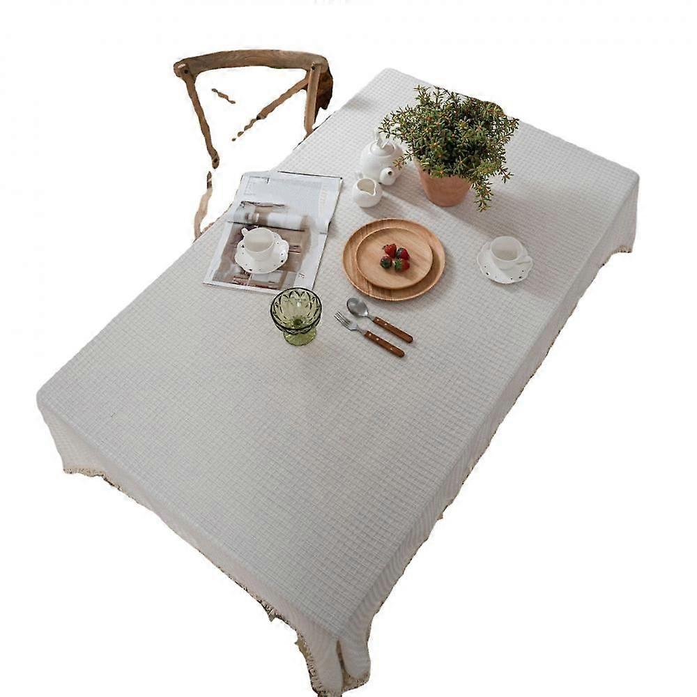 Tablecloth,Soft Rectangle Waffle Table Cloth, Wrinkle Resistant Washable Fabric Farmhouse Checkered Tablecloths for Dining Tables, Buffet Parties, Hol