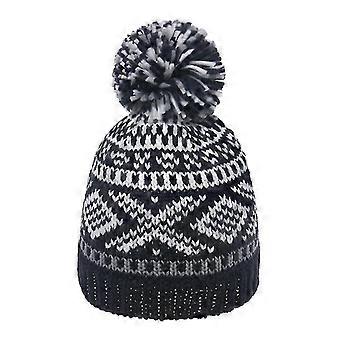 Chapéu bobble, chapéu beanie resistente à água preto e cinza