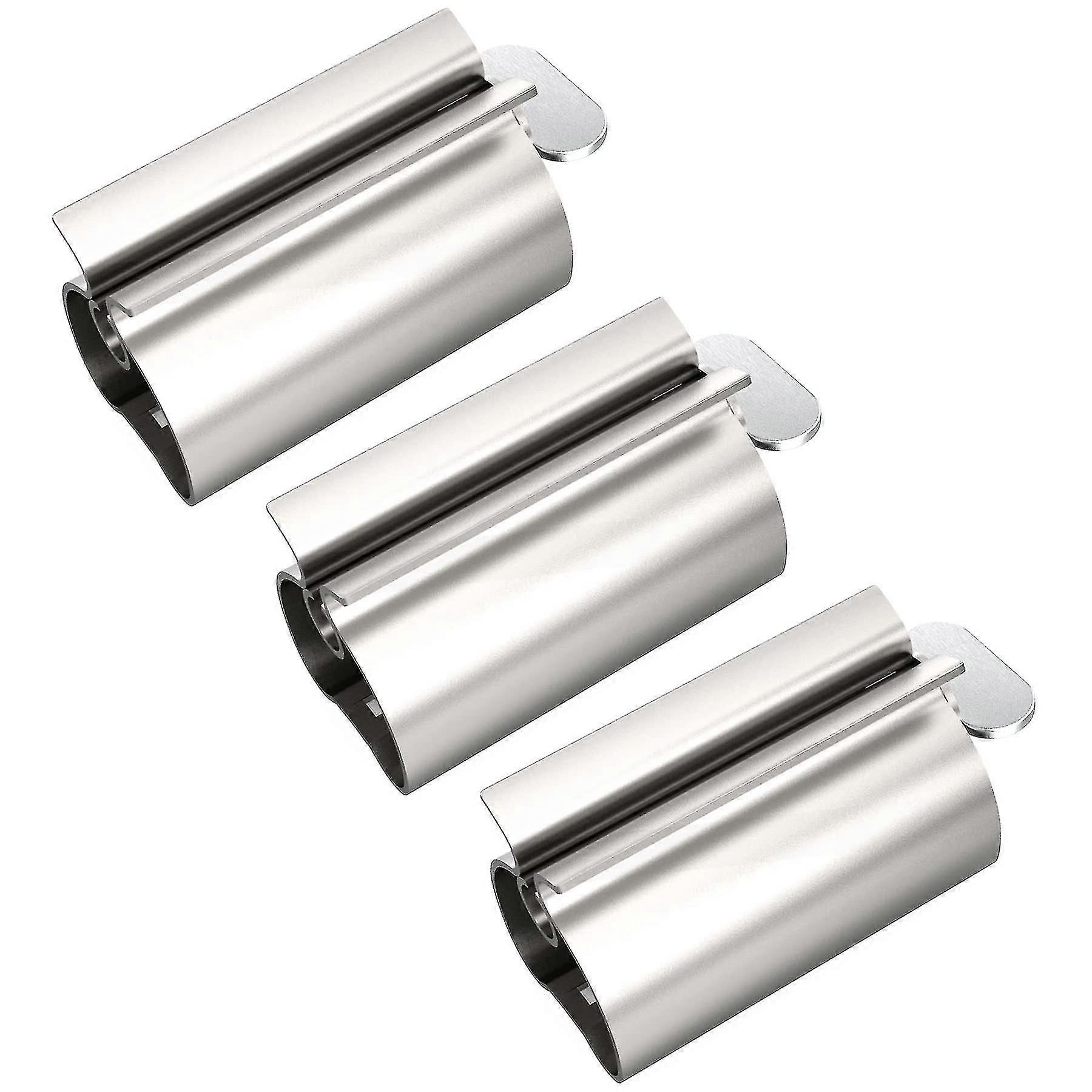 משחת שיניים סוחט 3pcs מסחט צינור מתכת מסחט צינור נירוסטה מסחטת משחת שיניים מחזיק מושבים מעמד