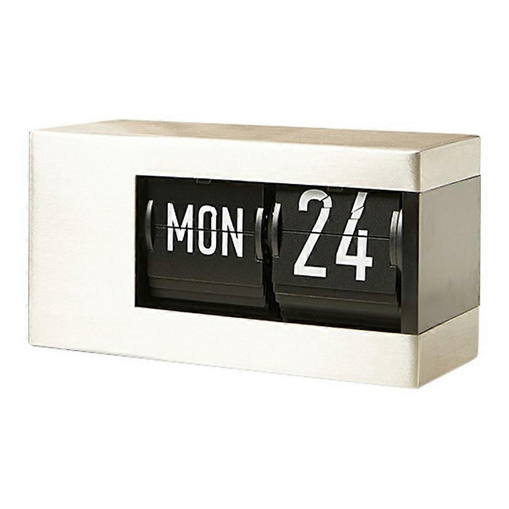 Minimalist Flip Calendar Table Clock Desktop Decor Smart Perpetual Calendar Flip Clock - Silver