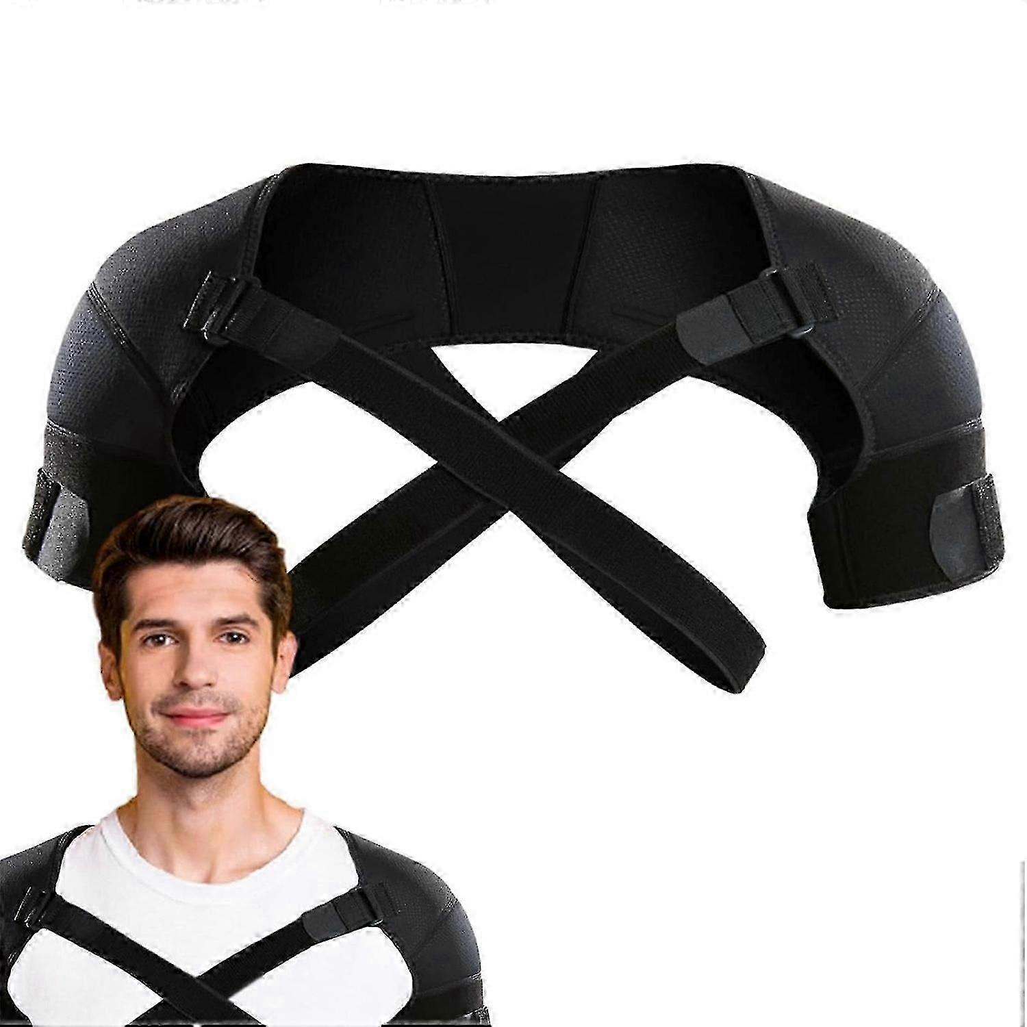 Shoulder Pain Relief Double Shoulder Support, Double Shoulder Brace, Adjustable Shoulder Brace for R