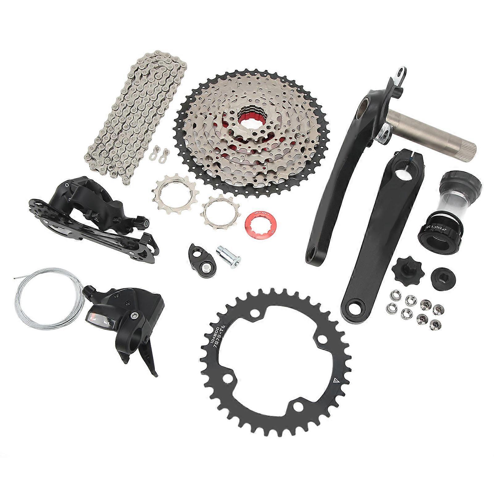 8 Speed Groupset Lightweight 46T 46T Flywheel Bike Groupset with Shifter Chain Rear Derailleur for Road Mountain Bikes 36T Tooth Plate