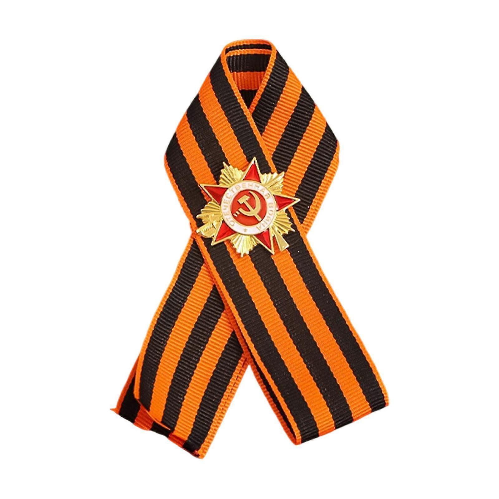 Elegant Soviet Inspired StGeorge Ribbon Brooch for Militaries Collectors and Fan of Russian Cultural Heritages