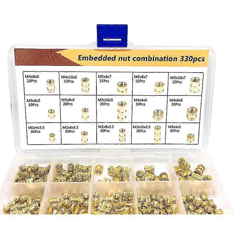Threaded Insert Female Thread M2 M3 M4 M5 Brass Threaded Sockets for 3d printing 330Pcs_Lucky_B