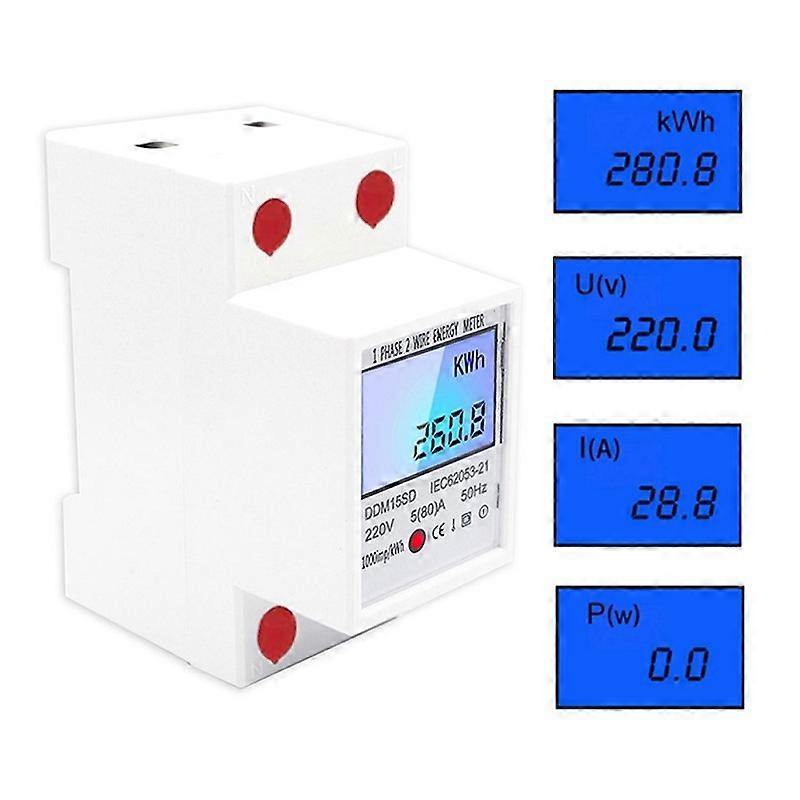 DDM15SD 5 A Single-phase Multi-function Rail Meter with Backlight LCD Display