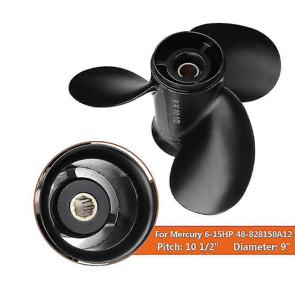 Hélice externa Mercury 6-15hp 48-82 9.5x10 Prop de alumínio com 8 estrias e 3 lâminas para barco de alumínio