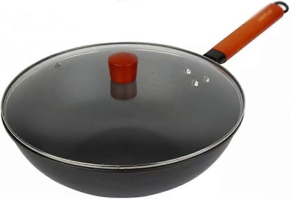 Handmade Cast Iron Wok Frying Pan Cooker Non Stick Cooking Soup Stock Pan Kitchen Cookware Gas Stove Induction Cooker Universal