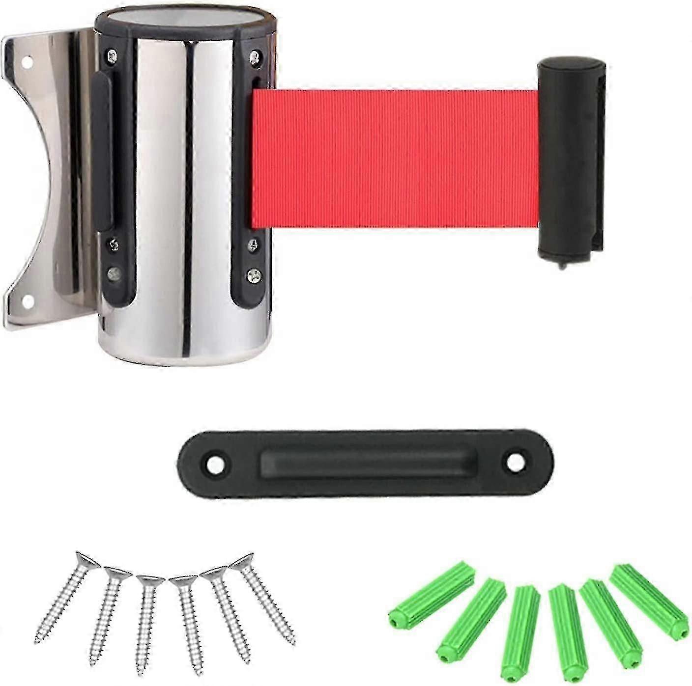 Stainless Steel Expandable Queue Barrier Wall Mounted Security Tape for People Flow Control Red Crowd Management System