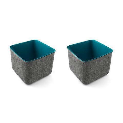 Seattle Two-Tone Felt Storage Bin 2 Pack in Blue for Organizing Office, Craft Room, Classroom, Living Room, Bedroom