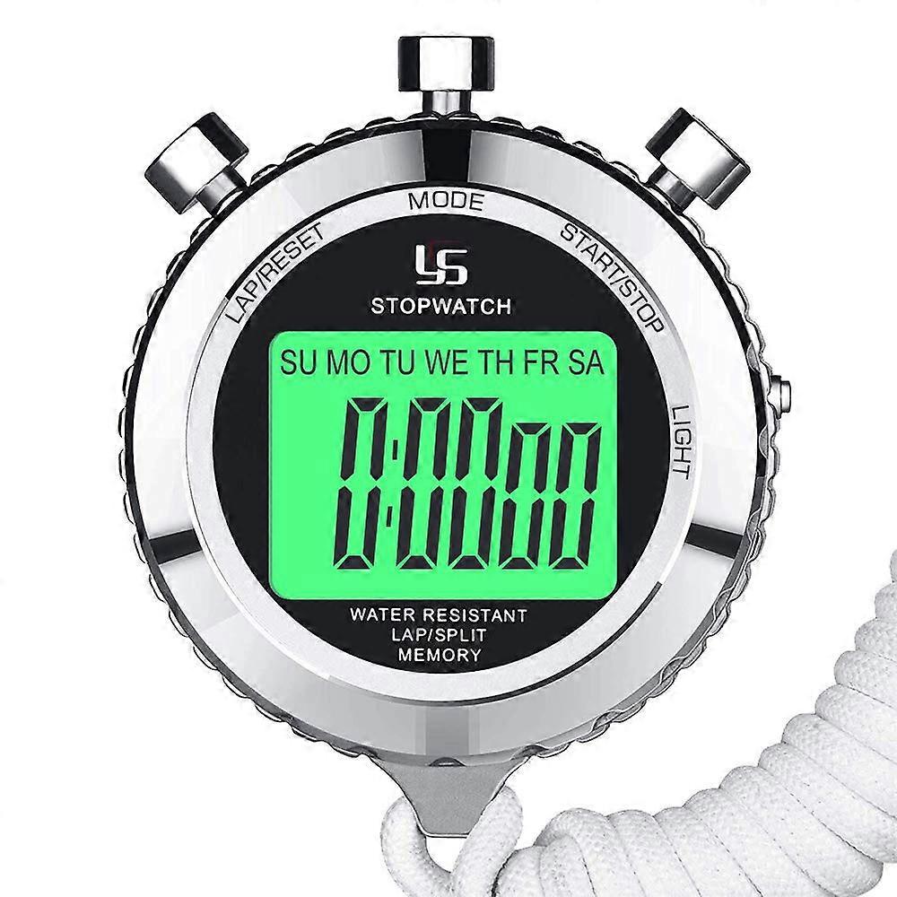 Stopwatch Metal Backlight Stopwatch 1/100 Second Accuracy 2 Laps Digital Stopwatch For Trainers