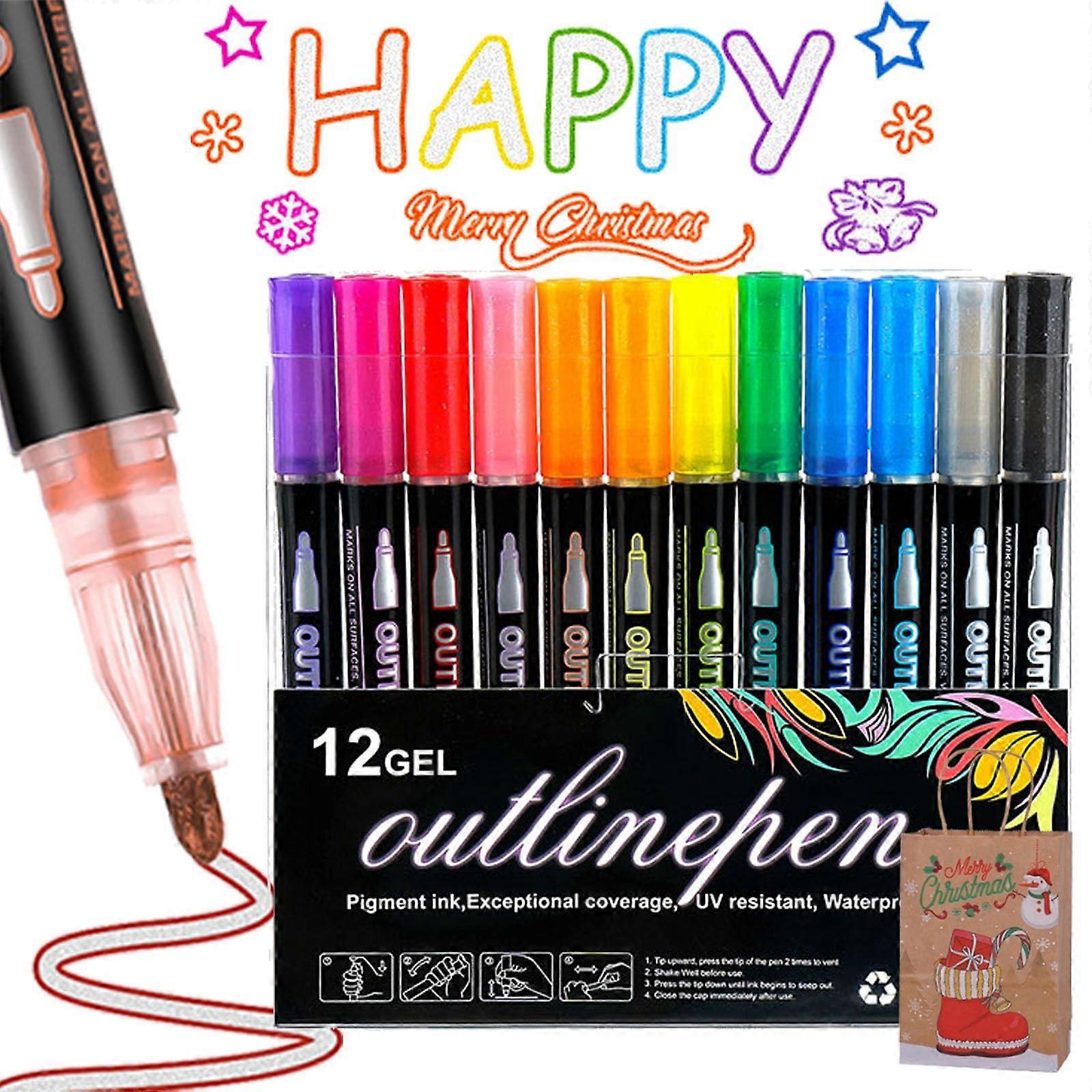Coloring Lightstick Graffiti Pen, 36Color Outline Marker Pens (12 color set)