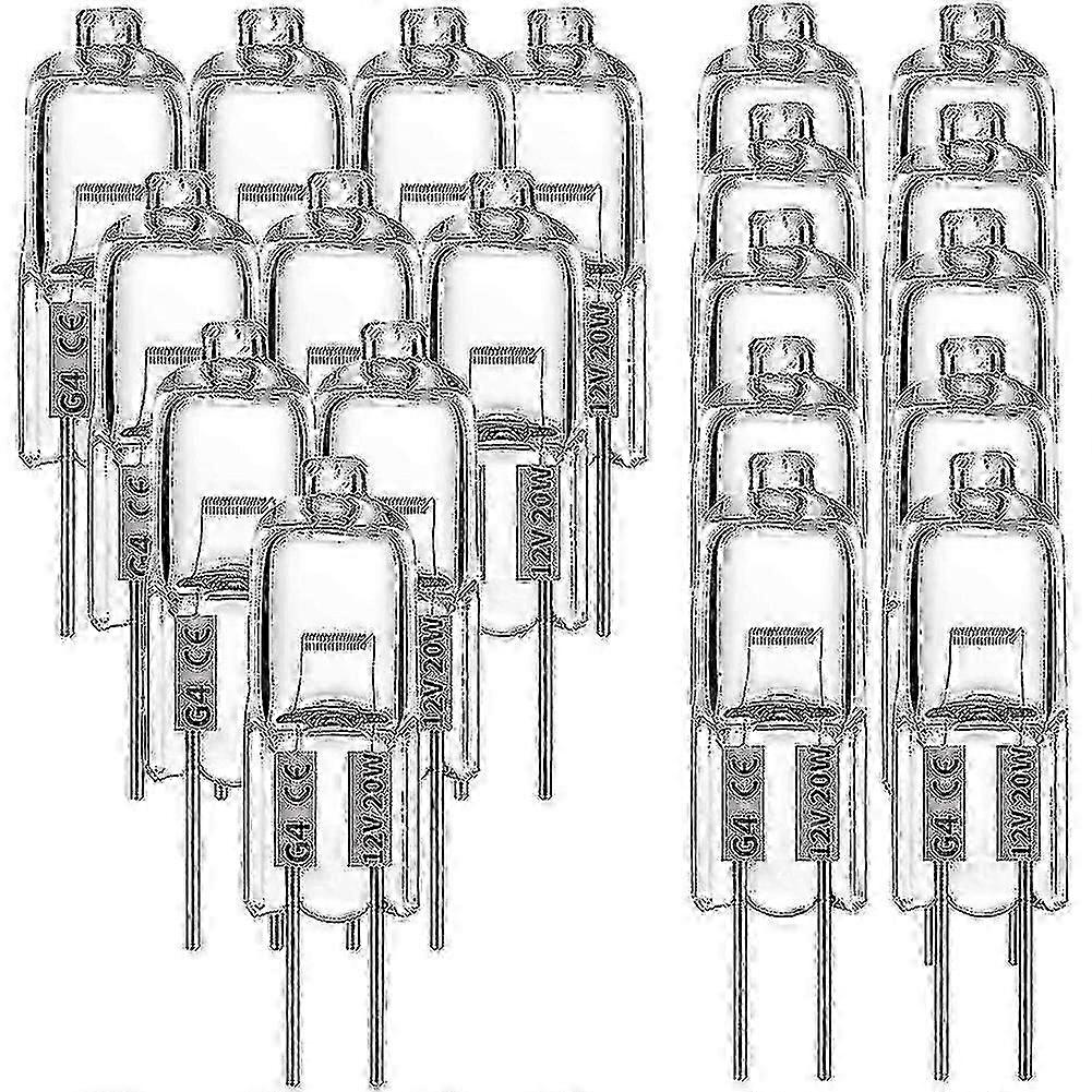 20 Pcs G4 Halogen Bulbs,20w 12v Halogen Light Bulbs 2 Pin Clear Lamp Bulb,for Cooker Lighting