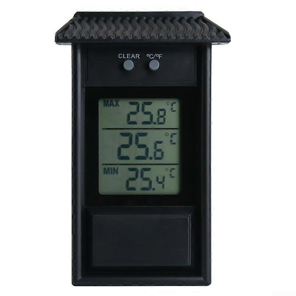 Max Min Thermometer with Clear LCD Display, for Indoor/Outdoor Garden Applications (Black)