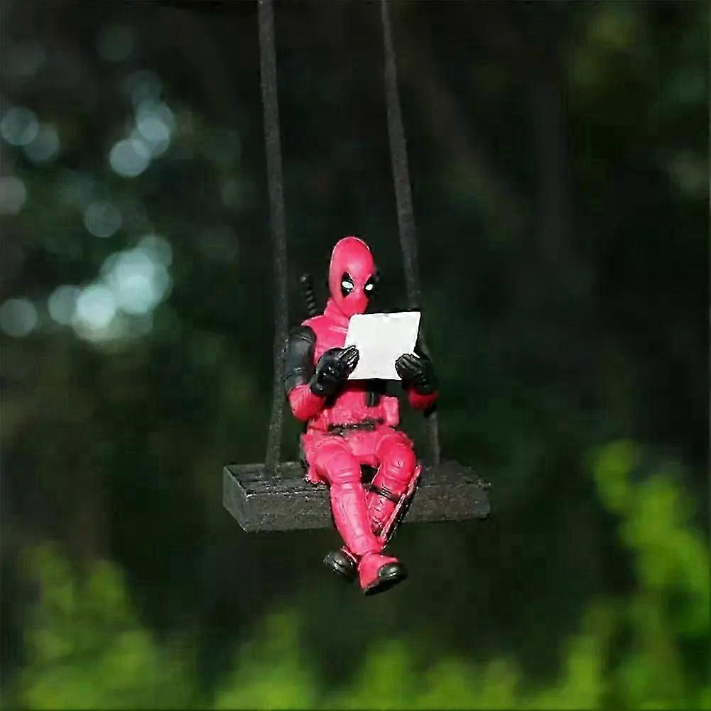 Deadpool Cartoon Car Rearview Mirror Pendant Read A Book Suck It Car Pendant Interior Accessories Anging Ornament Auto Styling